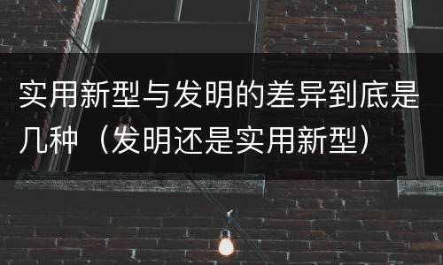 实用新型与发明的差异到底是几种（发明还是实用新型）