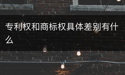 专利权和商标权具体差别有什么