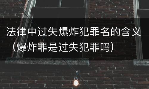 法律中过失爆炸犯罪名的含义（爆炸罪是过失犯罪吗）