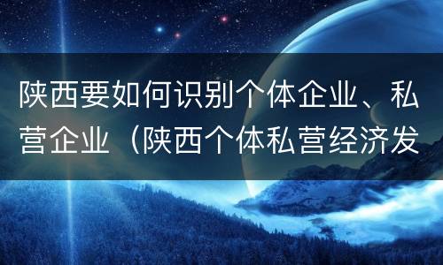 陕西要如何识别个体企业、私营企业（陕西个体私营经济发展综合服务平台）