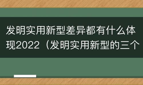 发明实用新型差异都有什么体现2022（发明实用新型的三个特点）