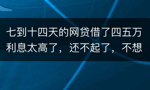 七到十四天的网贷借了四五万利息太高了，还不起了，不想还了可爱吗