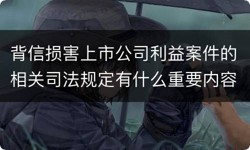 背信损害上市公司利益案件的相关司法规定有什么重要内容