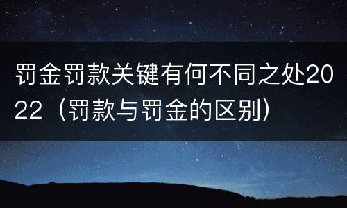 罚金罚款关键有何不同之处2022（罚款与罚金的区别）