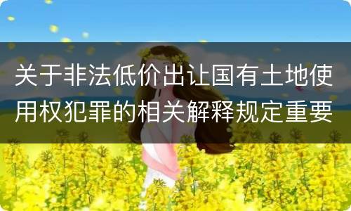 关于非法低价出让国有土地使用权犯罪的相关解释规定重要内容包括什么