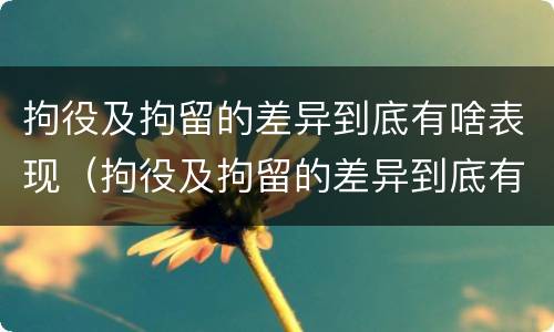拘役及拘留的差异到底有啥表现（拘役及拘留的差异到底有啥表现和作用）