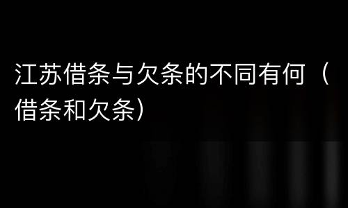 江苏借条与欠条的不同有何（借条和欠条）