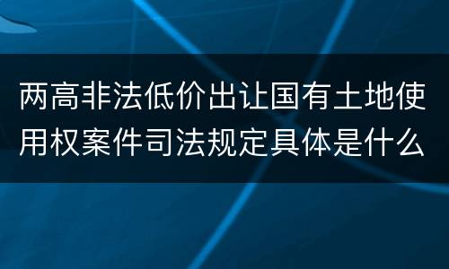 两高非法低价出让国有土地使用权案件司法规定具体是什么