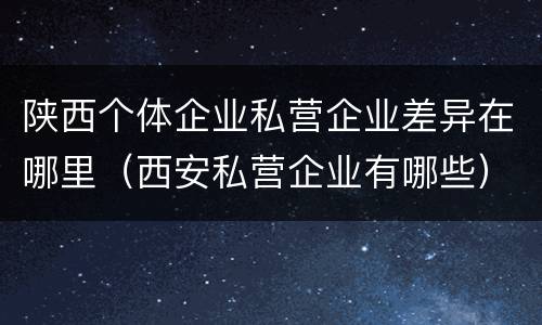 陕西个体企业私营企业差异在哪里（西安私营企业有哪些）