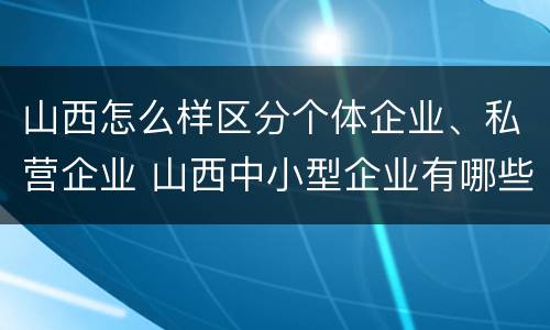 山西怎么样区分个体企业、私营企业 山西中小型企业有哪些