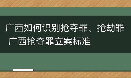 广西如何识别抢夺罪、抢劫罪 广西抢夺罪立案标准