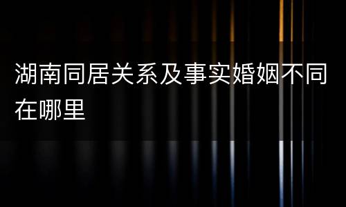 湖南同居关系及事实婚姻不同在哪里