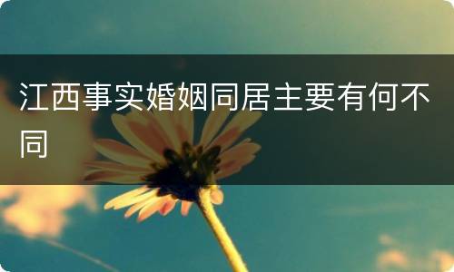 江西事实婚姻同居主要有何不同