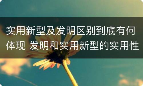 实用新型及发明区别到底有何体现 发明和实用新型的实用性