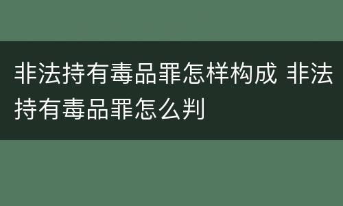 非法持有毒品罪怎样构成 非法持有毒品罪怎么判