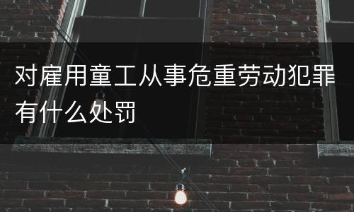 对雇用童工从事危重劳动犯罪有什么处罚