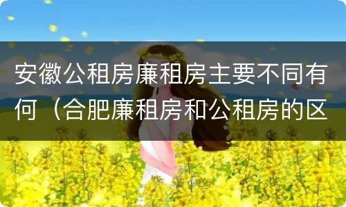 安徽公租房廉租房主要不同有何（合肥廉租房和公租房的区别）