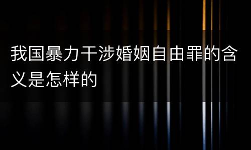 我国暴力干涉婚姻自由罪的含义是怎样的