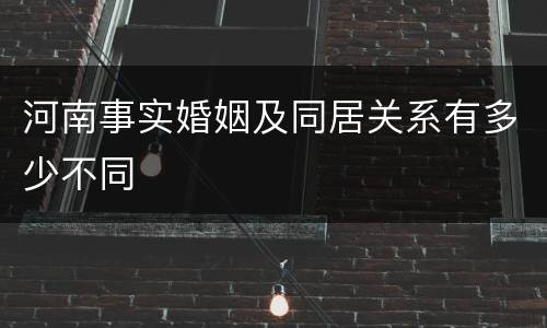 河南事实婚姻及同居关系有多少不同