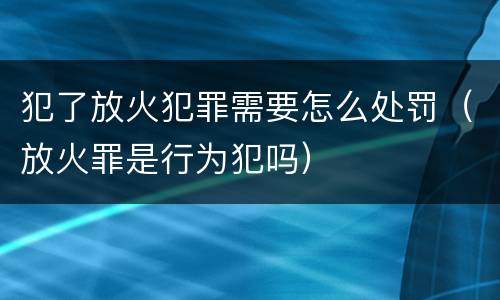 犯了放火犯罪需要怎么处罚（放火罪是行为犯吗）