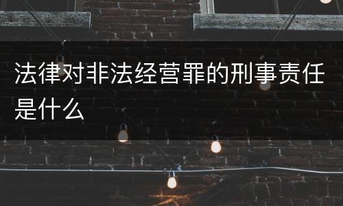 法律对非法经营罪的刑事责任是什么