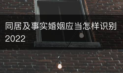 同居及事实婚姻应当怎样识别2022