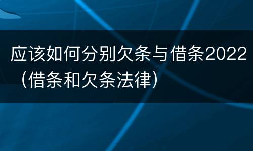 应该如何分别欠条与借条2022（借条和欠条法律）