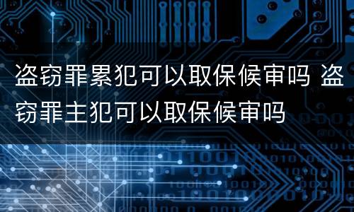 盗窃罪累犯可以取保候审吗 盗窃罪主犯可以取保候审吗