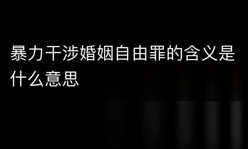 暴力干涉婚姻自由罪的含义是什么意思