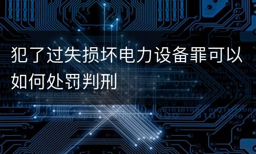 犯了过失损坏电力设备罪可以如何处罚判刑