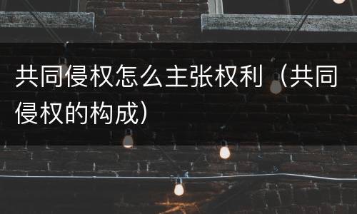 共同侵权怎么主张权利（共同侵权的构成）