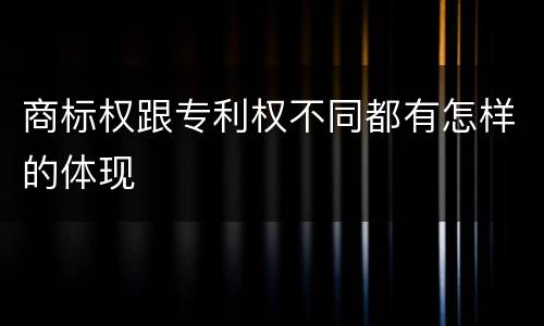 商标权跟专利权不同都有怎样的体现