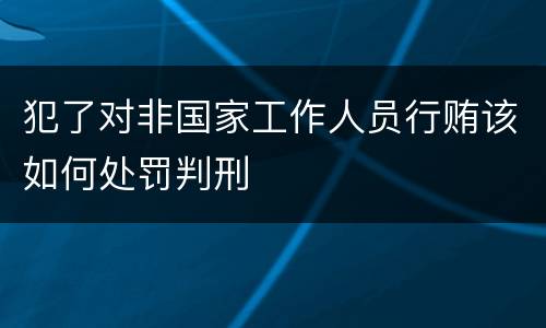 犯了对非国家工作人员行贿该如何处罚判刑