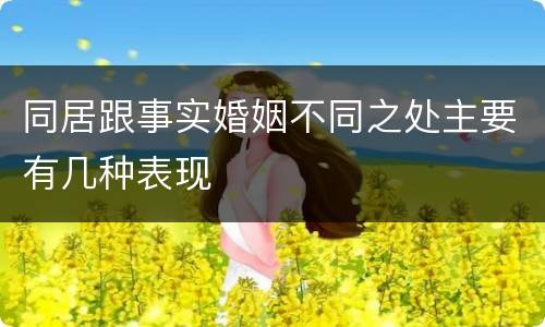 同居跟事实婚姻不同之处主要有几种表现