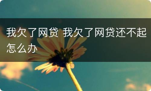 我欠了网贷 我欠了网贷还不起怎么办