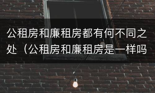 公租房和廉租房都有何不同之处（公租房和廉租房是一样吗）