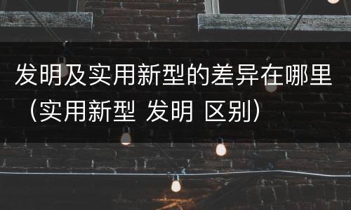 发明及实用新型的差异在哪里（实用新型 发明 区别）