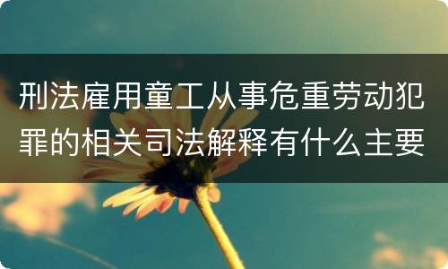 刑法雇用童工从事危重劳动犯罪的相关司法解释有什么主要内容