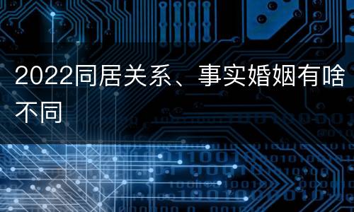 2022同居关系、事实婚姻有啥不同