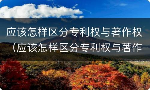 应该怎样区分专利权与著作权（应该怎样区分专利权与著作权的关系）