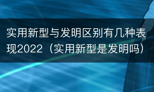 实用新型与发明区别有几种表现2022（实用新型是发明吗）