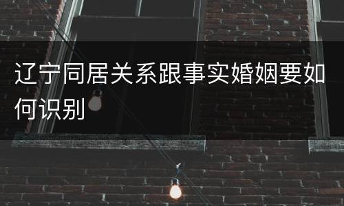辽宁同居关系跟事实婚姻要如何识别