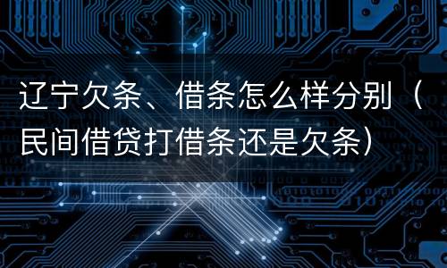 辽宁欠条、借条怎么样分别（民间借贷打借条还是欠条）