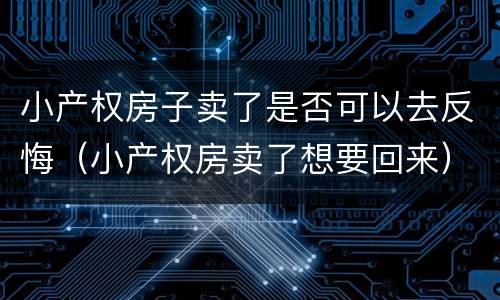 小产权房子卖了是否可以去反悔（小产权房卖了想要回来）