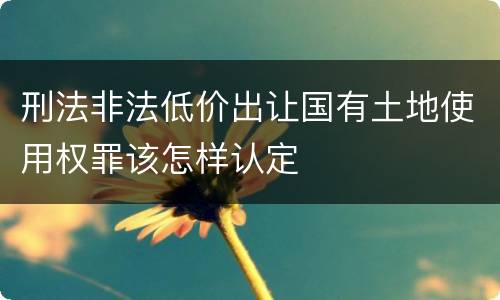 刑法非法低价出让国有土地使用权罪该怎样认定