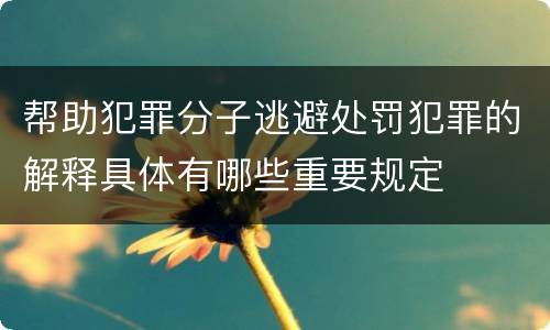 帮助犯罪分子逃避处罚犯罪的解释具体有哪些重要规定