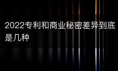2022专利和商业秘密差异到底是几种