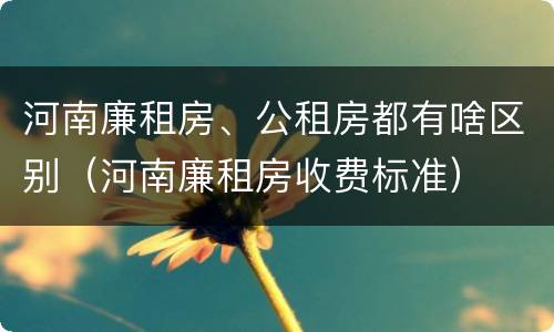 河南廉租房、公租房都有啥区别（河南廉租房收费标准）