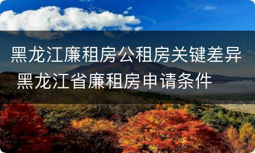 黑龙江廉租房公租房关键差异 黑龙江省廉租房申请条件