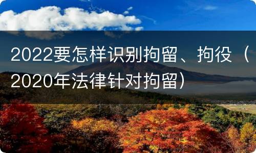 2022要怎样识别拘留、拘役（2020年法律针对拘留）